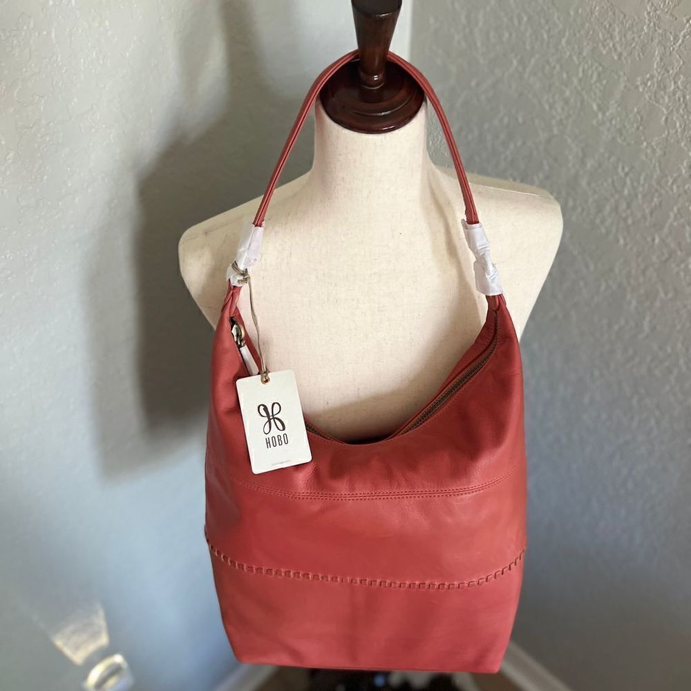 Hobo Entrine Whipstitch Leather Shoulder Tote Bag, Leather, Orange (Ginger) NWT - Picture 11 of 16